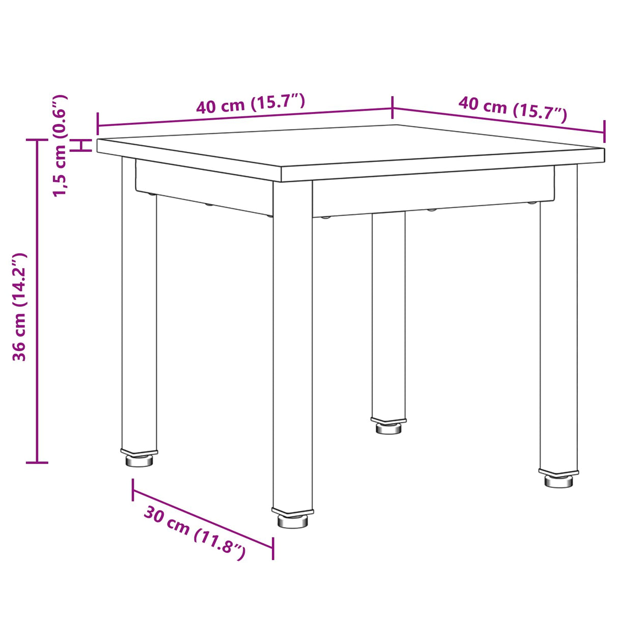 vidaXL Salontafel Zwart Eiken 40 x 40 x 36 cm Bewerkt hout