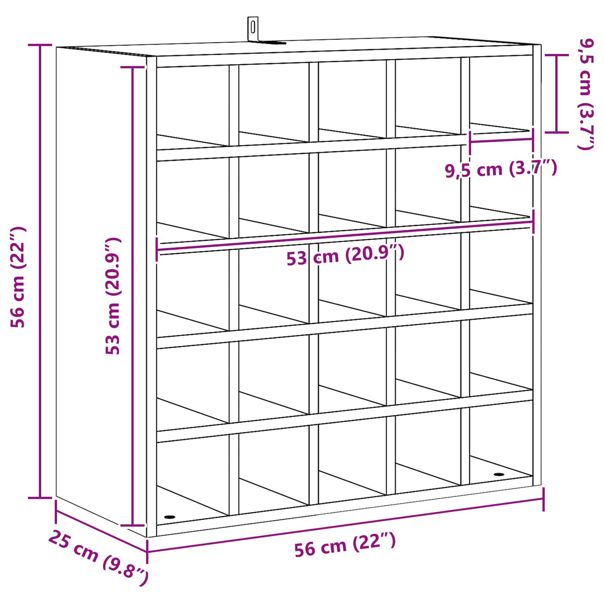 vidaXL Wijnkast 56x25x56 cm massief grenenhout