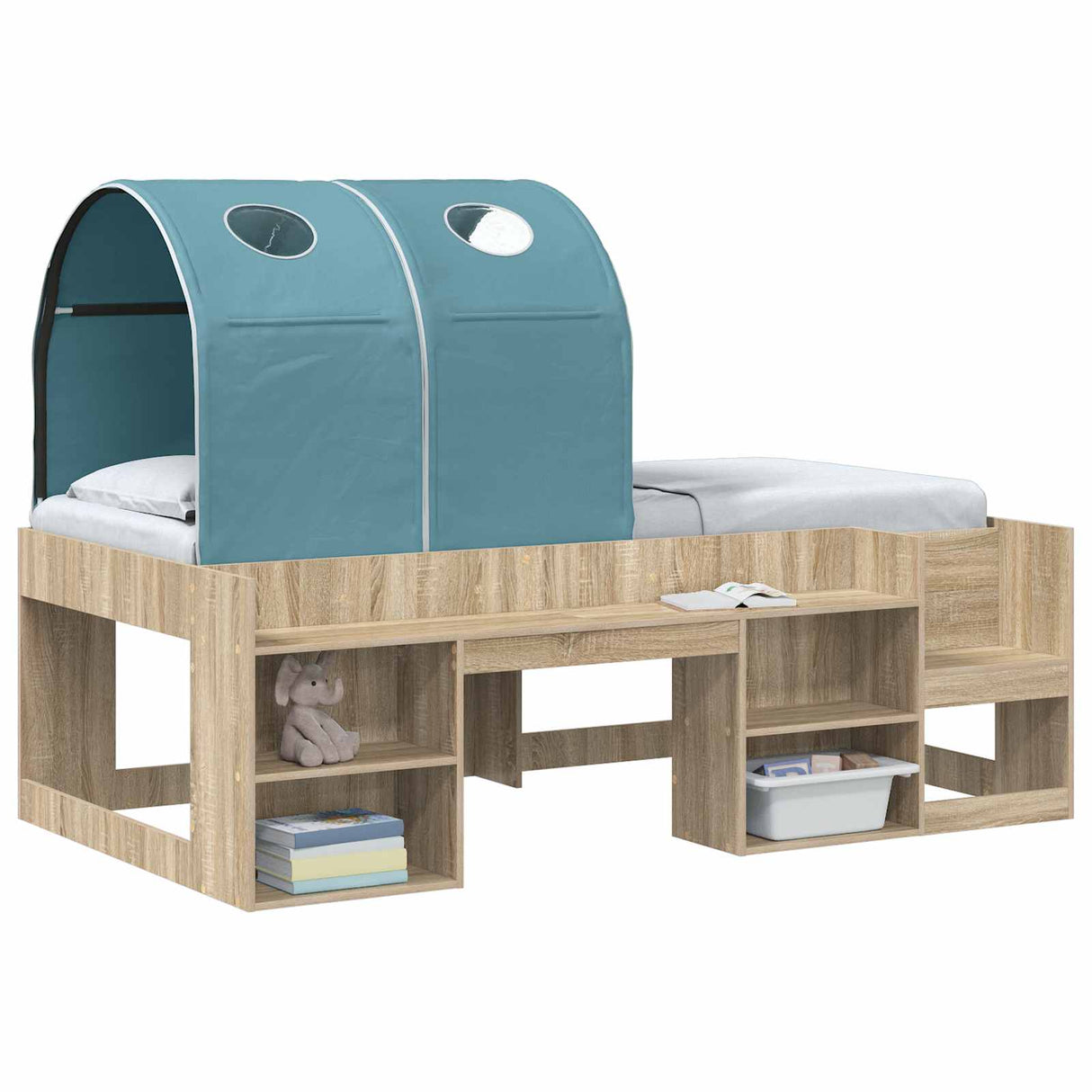 vidaXL Bed Tunnel 2 pcs Light Blue 211 x 52.5 x 2 cm Polyester