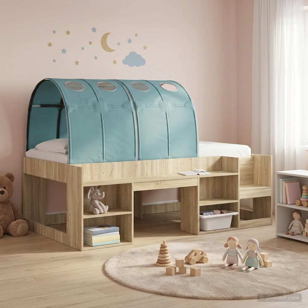 vidaXL Bed tunnel 2 pcs Light blue 211 x 67.5 x 2 cm Polyester
