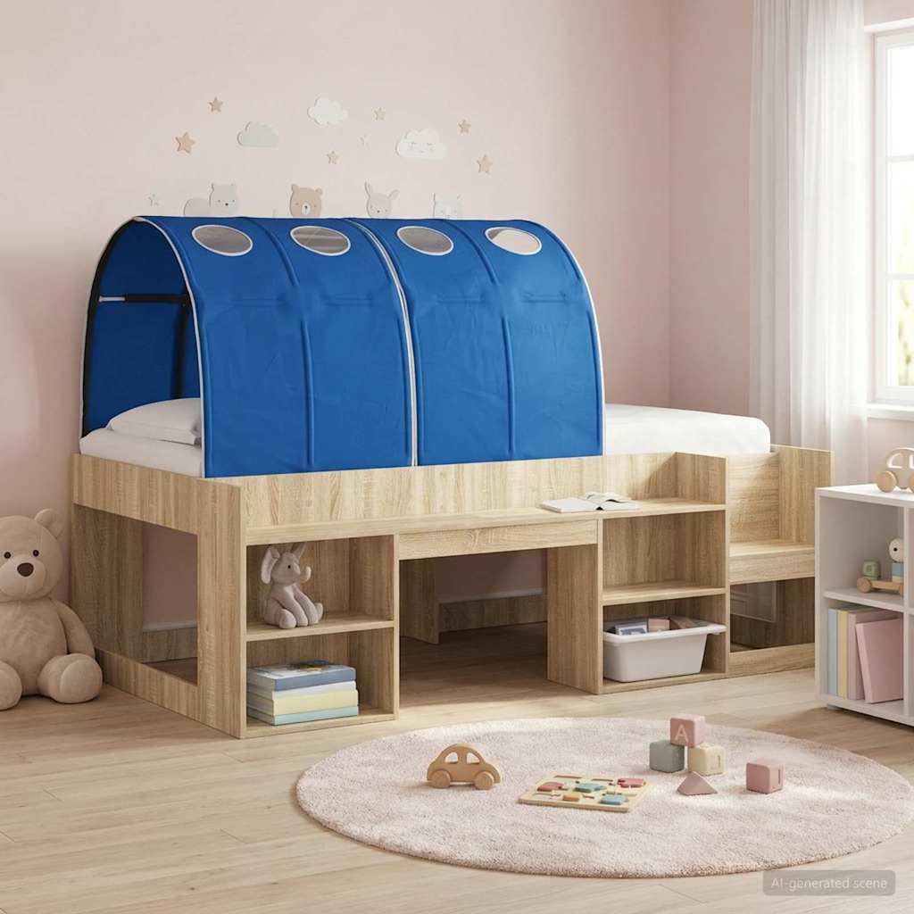 vidaXL Bed tunnel 2 pcs Light blue 211 x 67.5 x 2 cm Polyester
