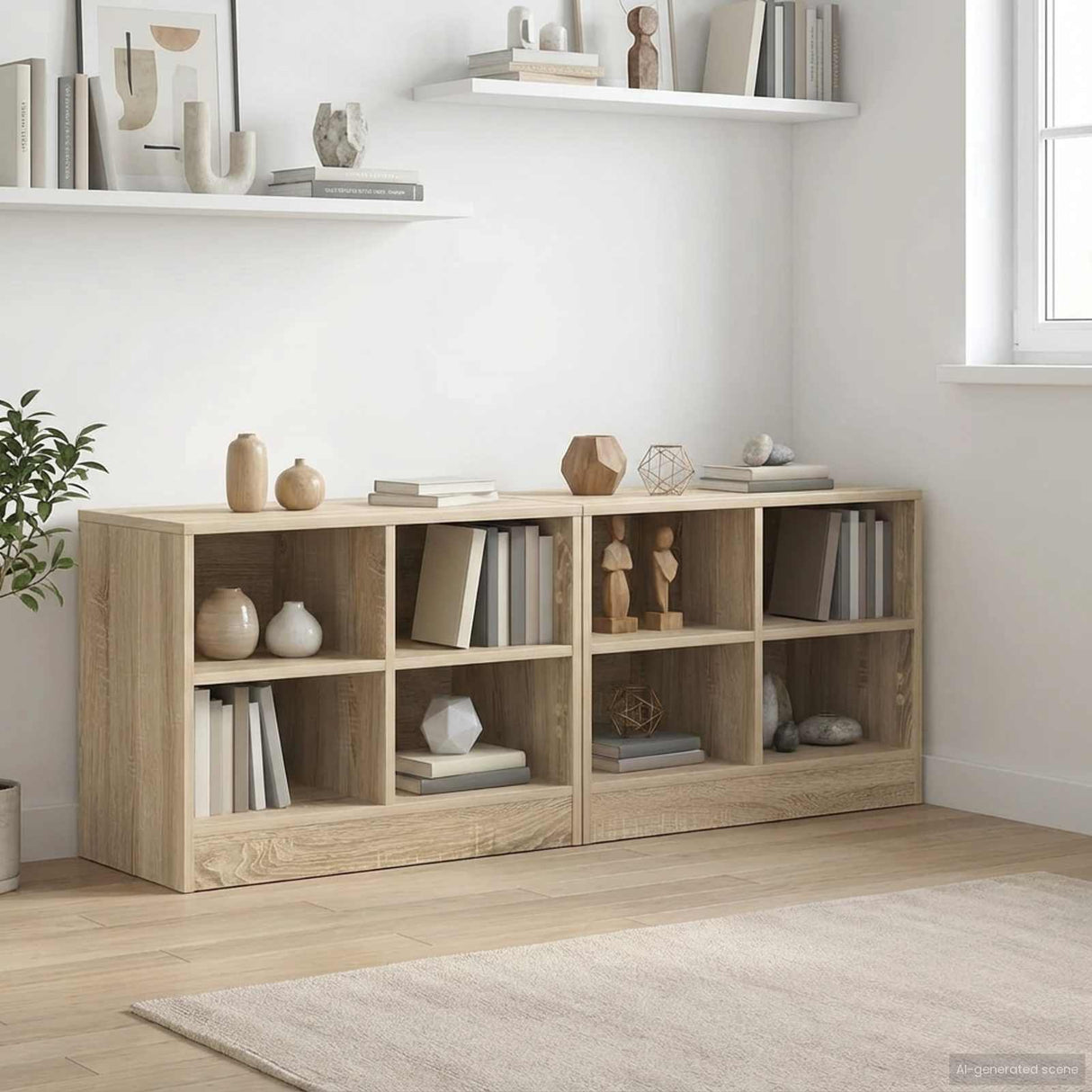 vidaXL Table de chevet avec étagère 2 pcs Chêne Sonoma 66 x 33 x 48 cm Bois d'ingénierie