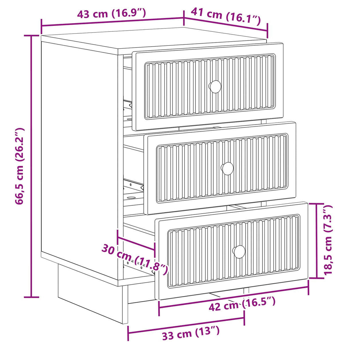 vidaXL Nightstand with Drawer White 43 x 41 x 66.5 cm Engineered Wood