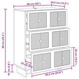 vidaXL Ladekast Wit 66 x 34,5 x 90 cm Bewerkt hout