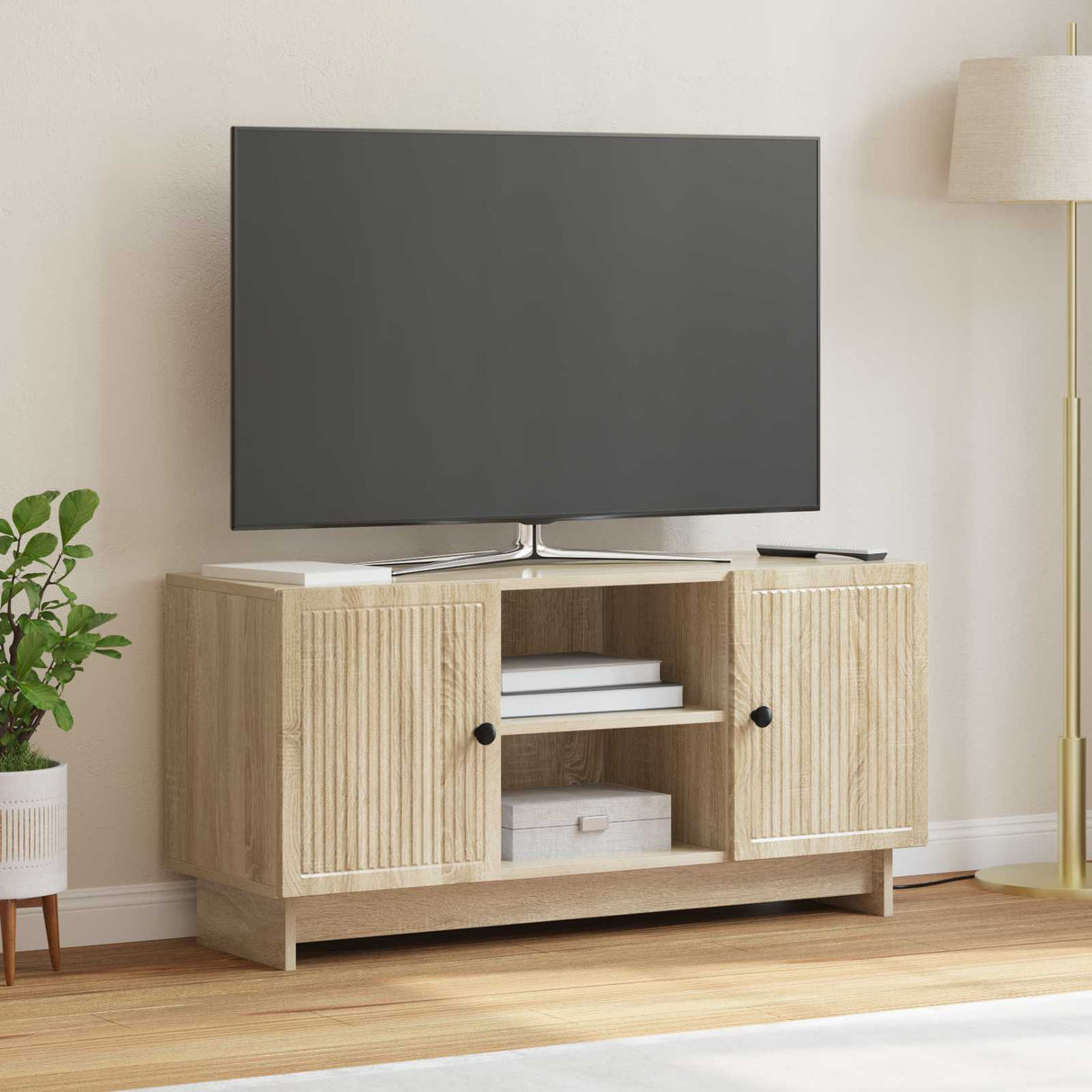vidaXL TV Kast 102 x 34,5 x 50 cm Wit Bewerkt hout