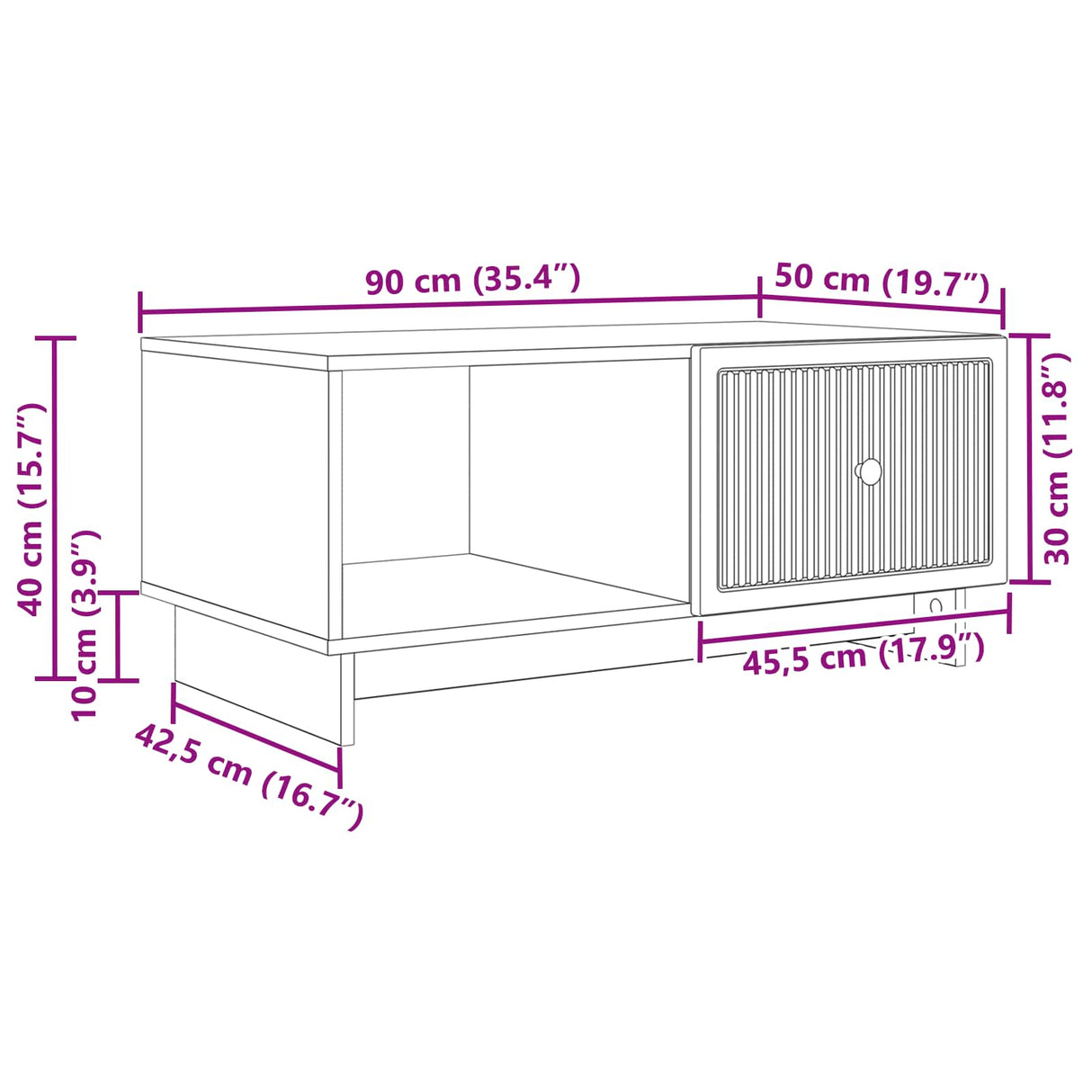 vidaXL Salontafel Wit 90 x 50 x 40 cm Bewerkt hout