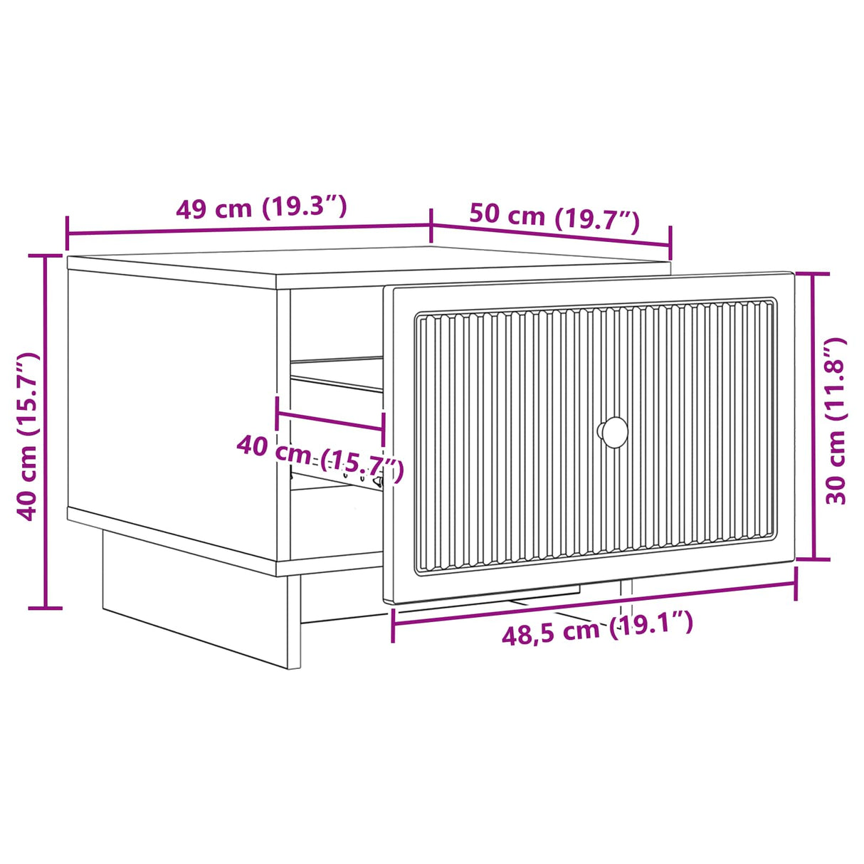 vidaXL Salontafel met lade Wit 49 x 50 x 40 cm Bewerkt hout