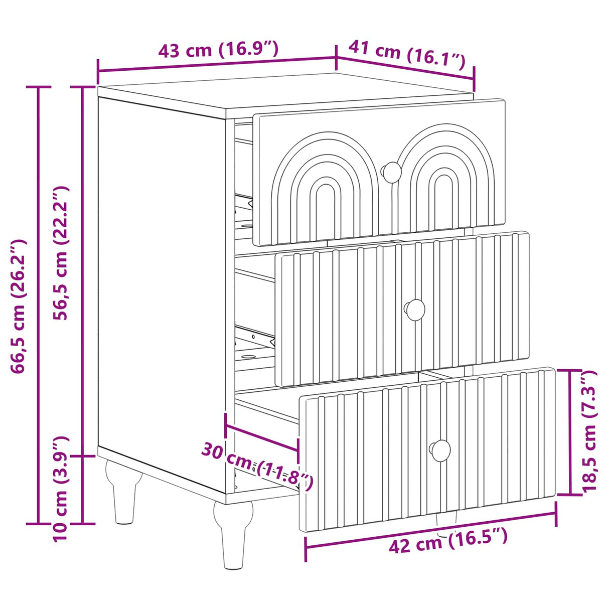 vidaXL Nightstand with Drawer White 43x 41 x 66.5 cm Engineered Wood