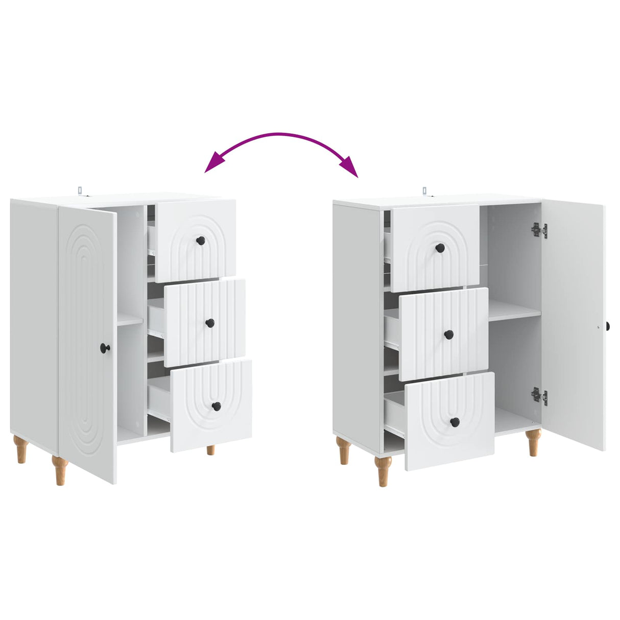 vidaXL Dressoir met lade Wit 66 x 34,5 x 90 cm Bewerkt hout