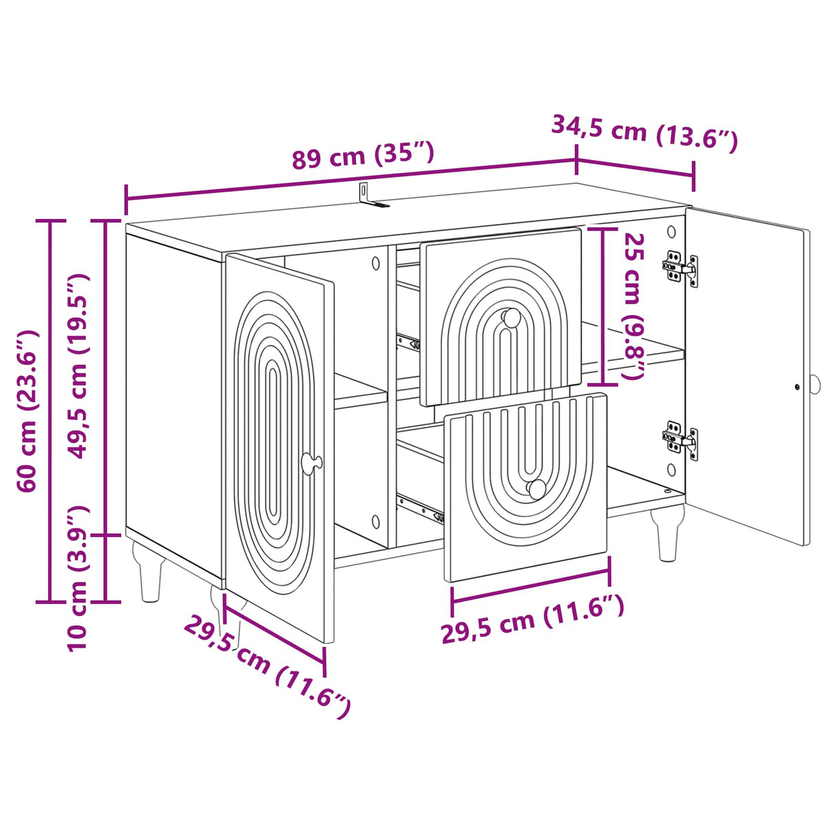 vidaXL TV Kast met lade Wit 89 x 34,5 x 60 cm Bewerkt hout