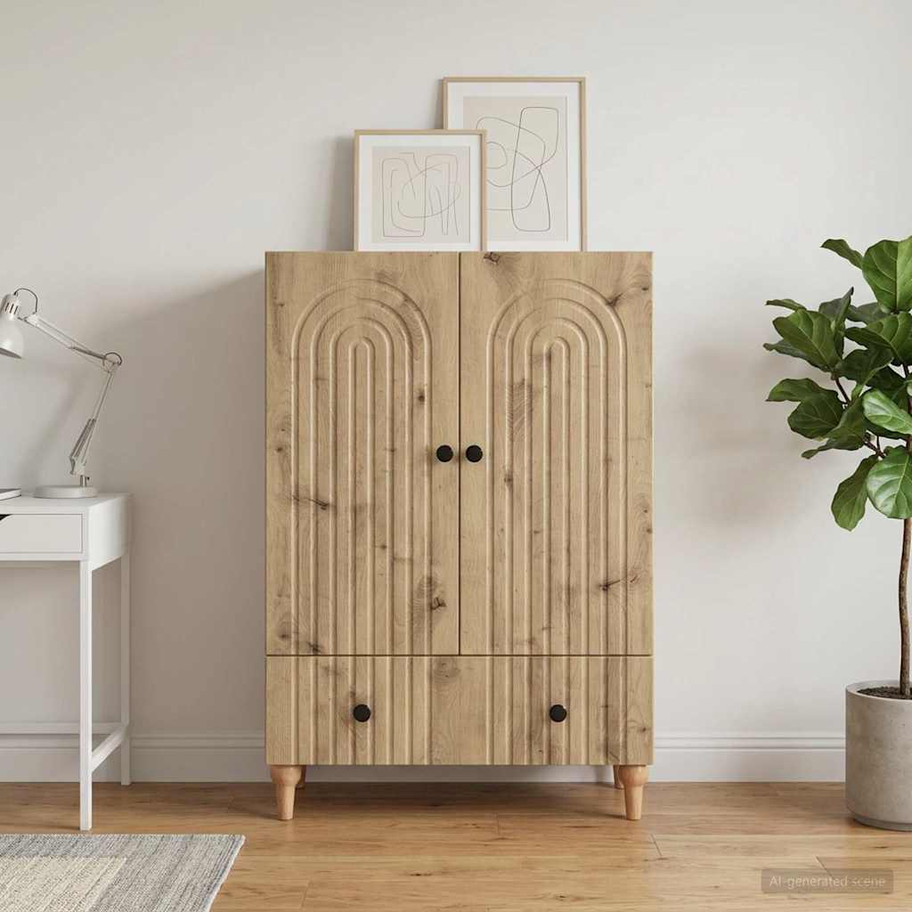 vidaXL Dressoir met lade Wit 66 x 34,5 x 95 cm Bewerkt hout