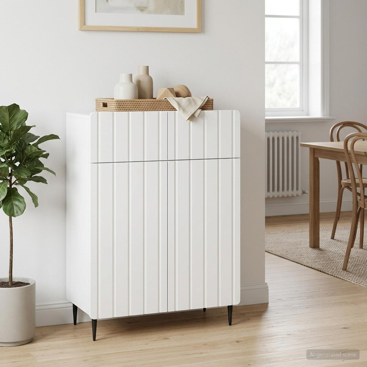 vidaXL Dressoir met lade Wit 66 x 34,5 x 92 cm Bewerkt hout