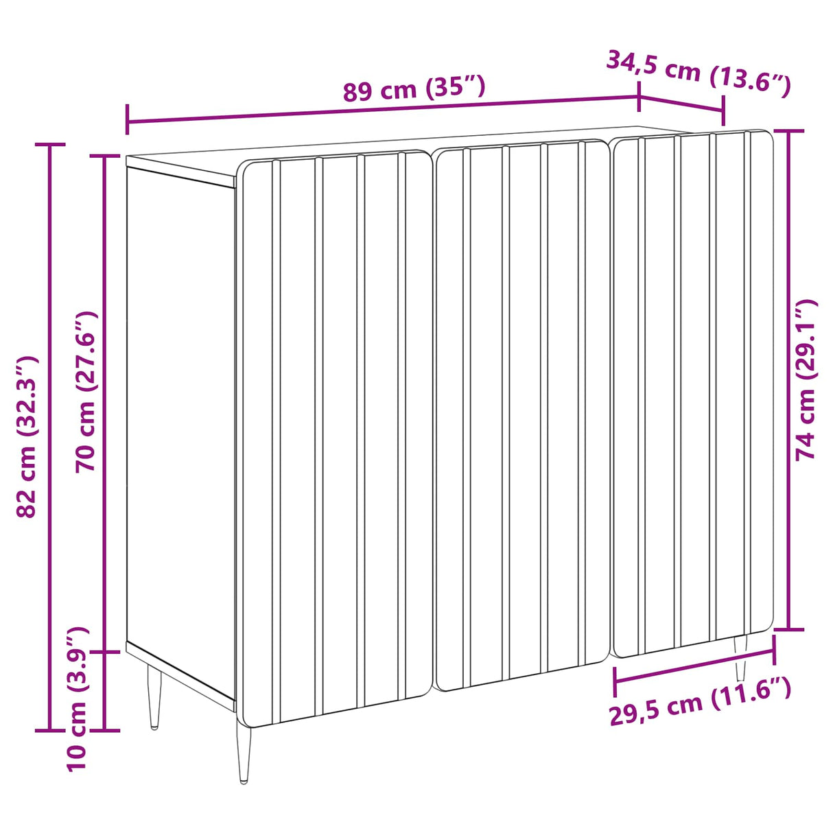 vidaXL Dressoir Wit 89 x 34,5 x 82 cm Bewerkt hout