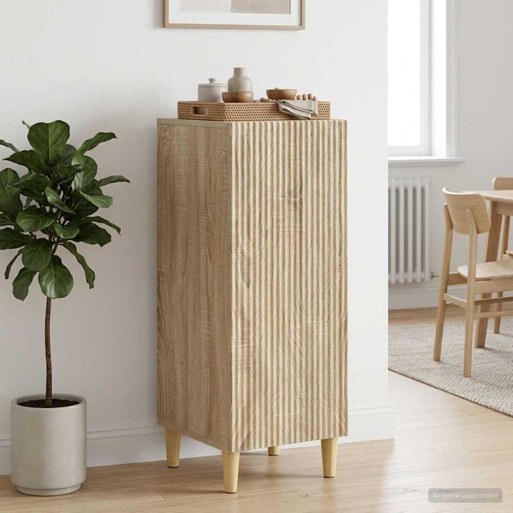 vidaXL Dressoir Zwart 33 x 34,5 x 90 cm Bewerkt hout