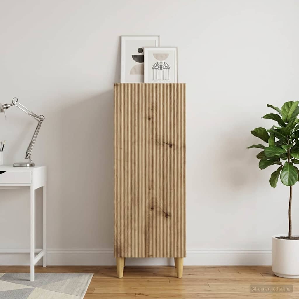 vidaXL Dressoir Zwart 33 x 34,5 x 90 cm Bewerkt hout