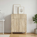 vidaXL Chest of Drawers with Drawer White 66 x 34.5 x 90 cm Engineered Wood