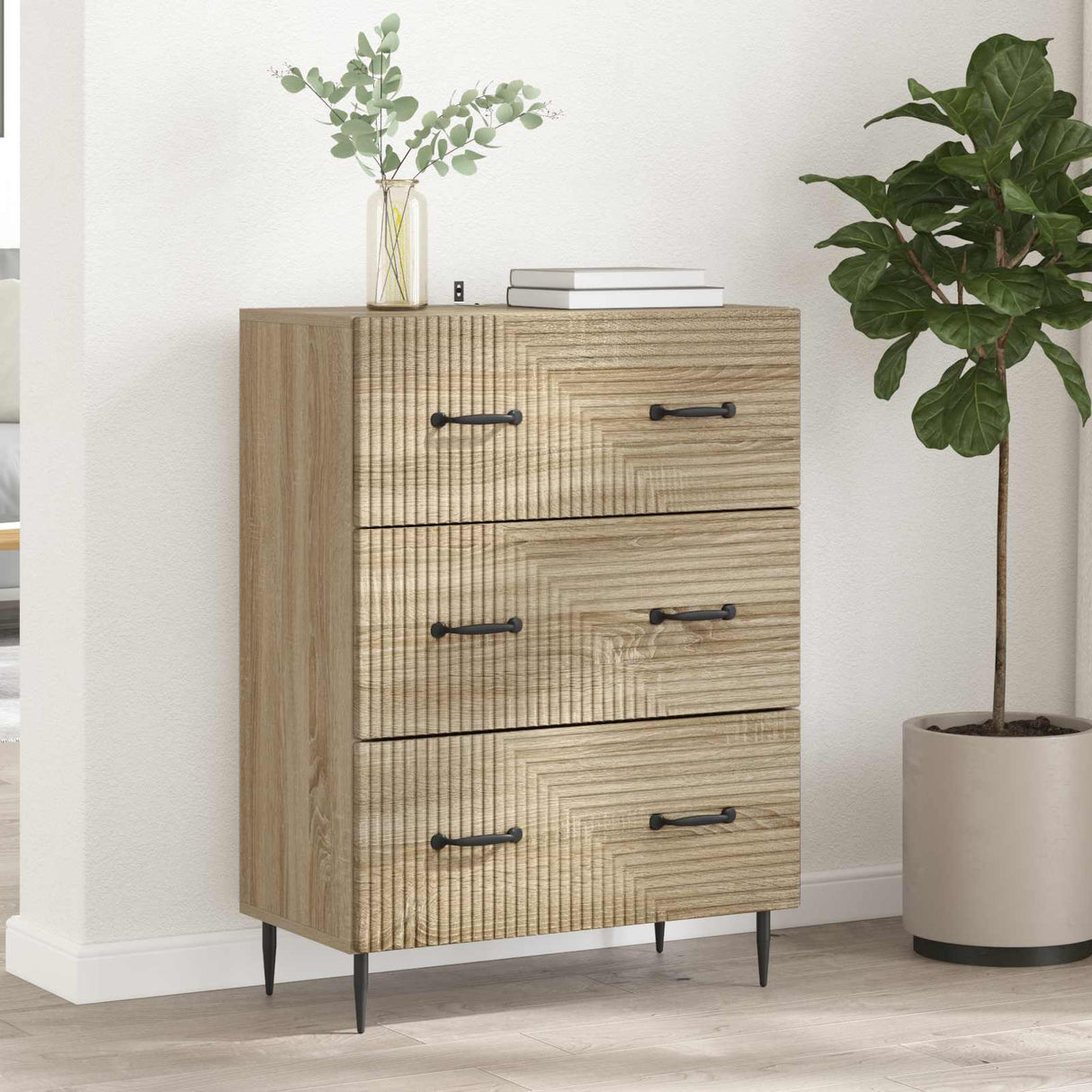 vidaXL Ladekast Wit 66 x 34,5 x 89,5 cm Bewerkt hout
