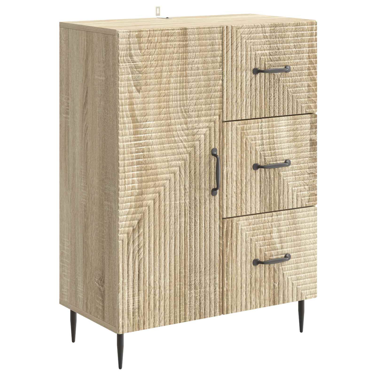 vidaXL Sideboard with Drawer Black 66 x 34.5 x 89.5 cm Engineered Wood