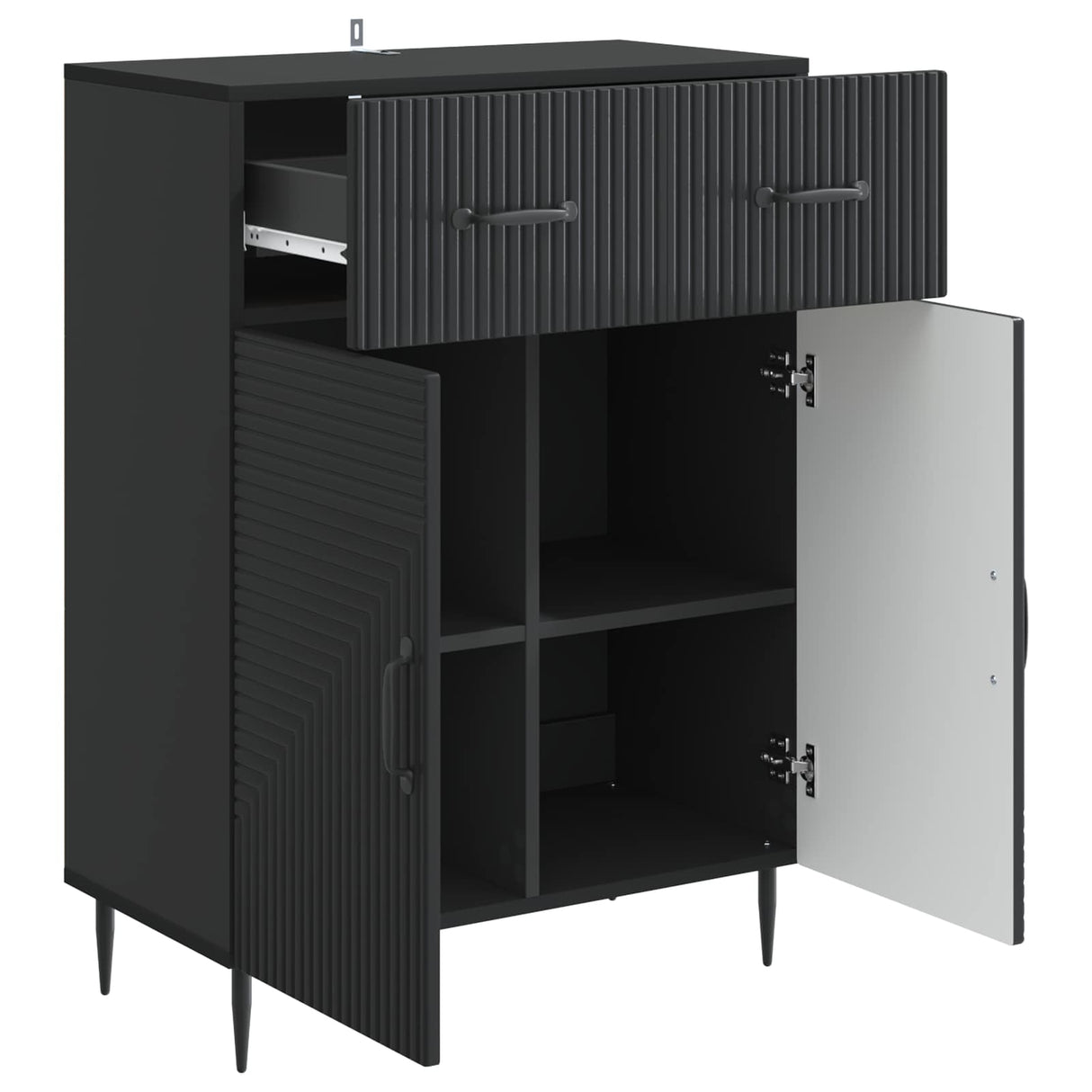 vidaXL Sideboard with Drawer Black 66 x 34.5 x 89.5 cm Engineered Wood