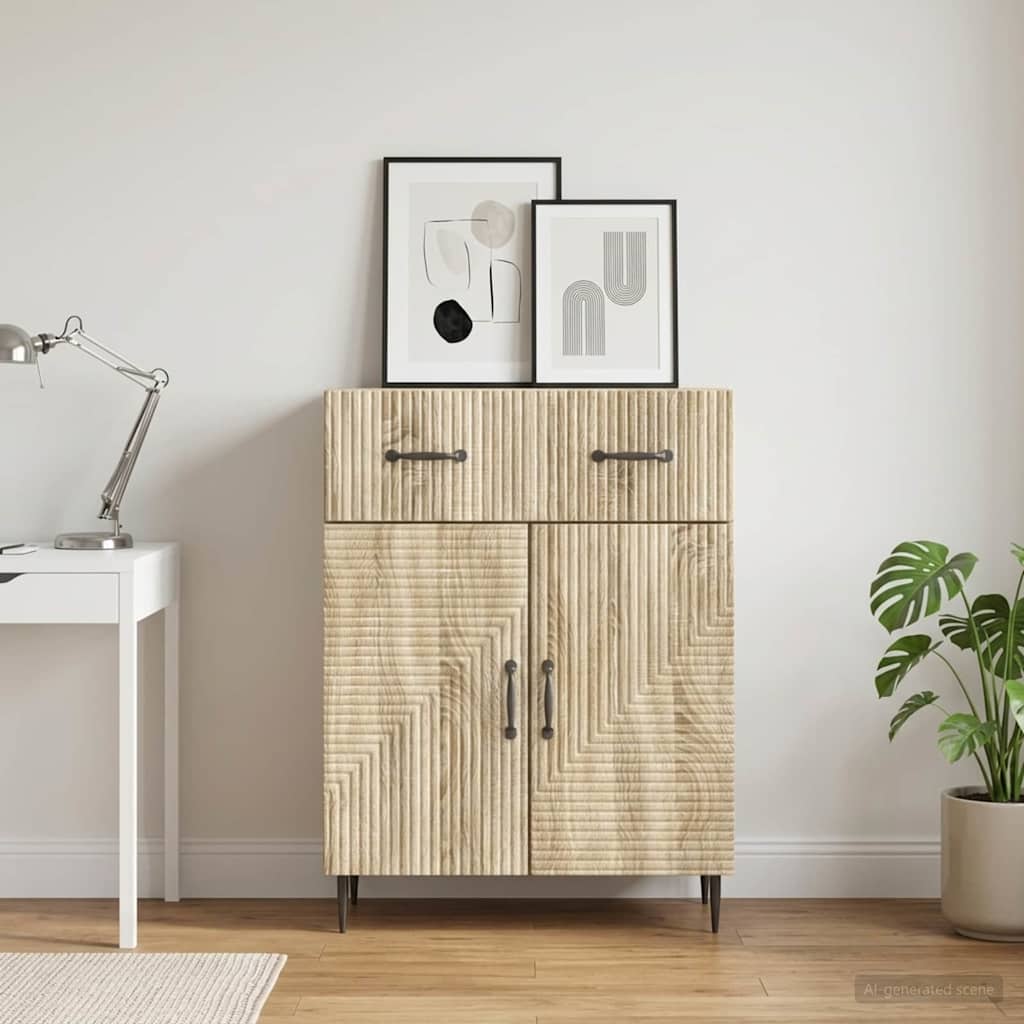 vidaXL Sideboard with Drawer Black 66 x 34.5 x 89.5 cm Engineered Wood