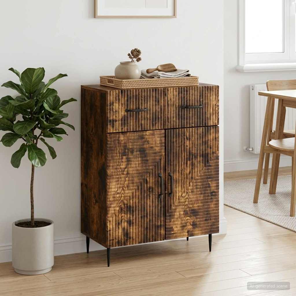 vidaXL Sideboard with Drawer Black 66 x 34.5 x 89.5 cm Engineered Wood