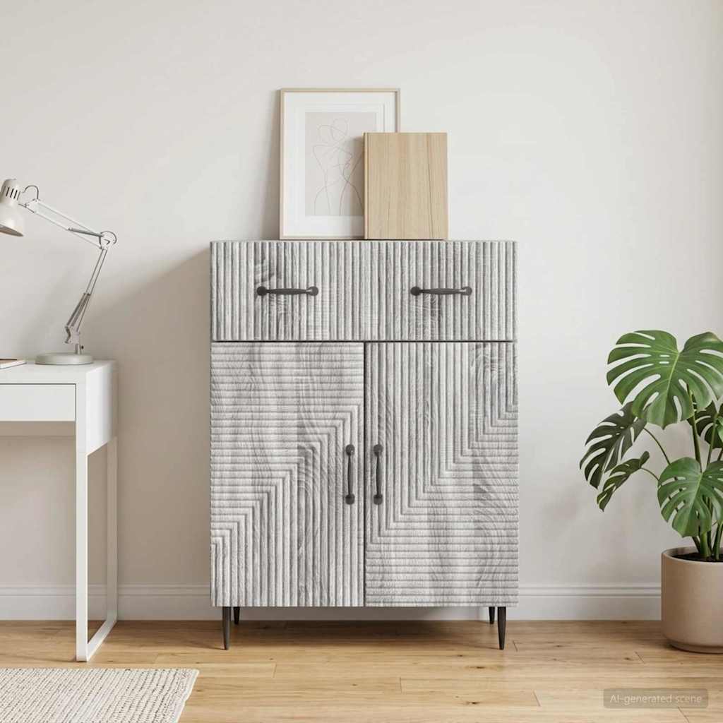 vidaXL Sideboard with Drawer Black 66 x 34.5 x 89.5 cm Engineered Wood