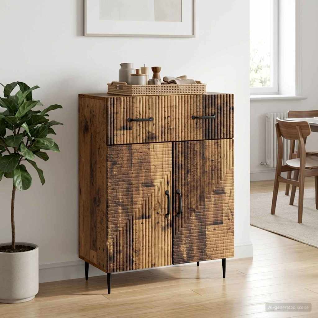 vidaXL Sideboard with Drawer Black 66 x 34.5 x 89.5 cm Engineered Wood