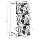 vidaXL Drawer Cabinet White 33 x 34.5 x 90 cm Engineered Wood