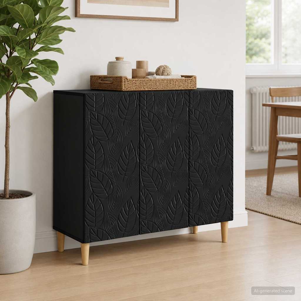 vidaXL Dressoir Zwart 89 x 34,5 x 80 cm Bewerkt hout