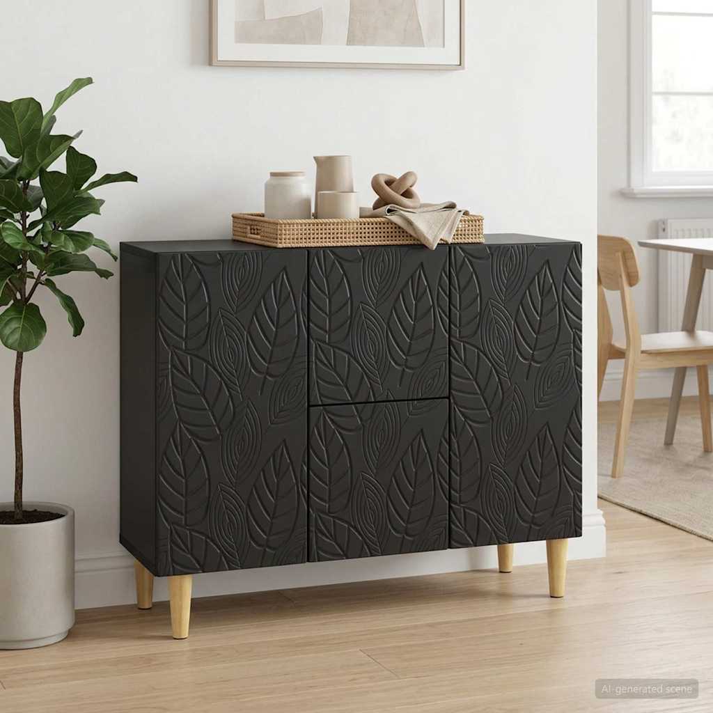 vidaXL Dressoir Zwart 89 x 34,5 x 60 cm Bewerkt hout