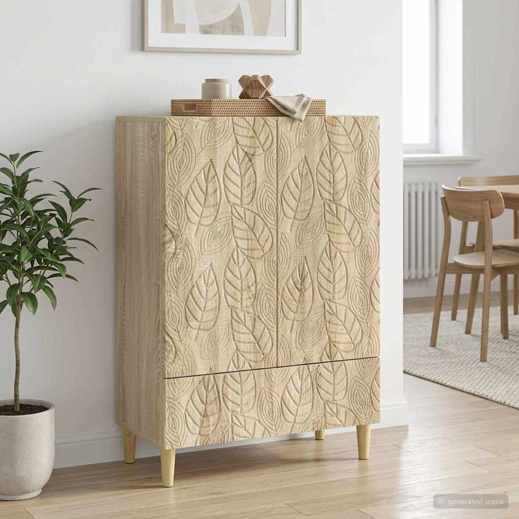 vidaXL Dressoir Zwart 66 x 34,5 x 95 cm Bewerkt hout