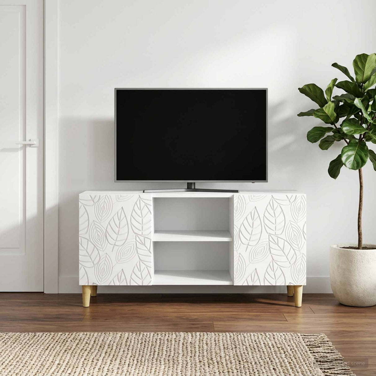 vidaXL TV Kast 102 x 34,5 x 50 cm Wit Bewerkt hout
