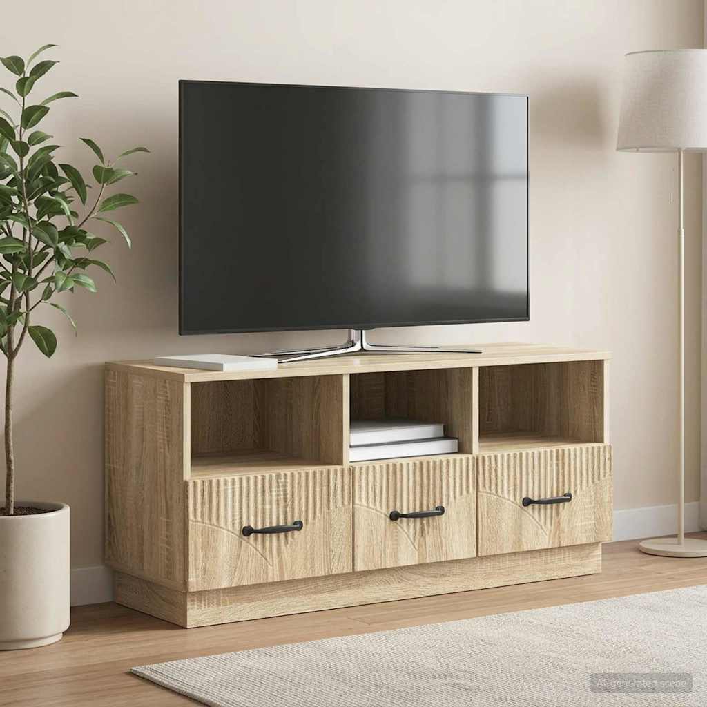 vidaXL TV Cabinet with Drawer White 102x34.5x47 cm Engineered Wood