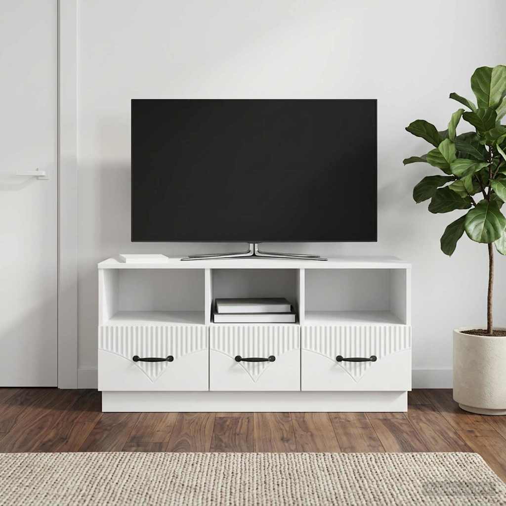vidaXL TV Cabinet with Drawer White 102x34.5x47 cm Engineered Wood