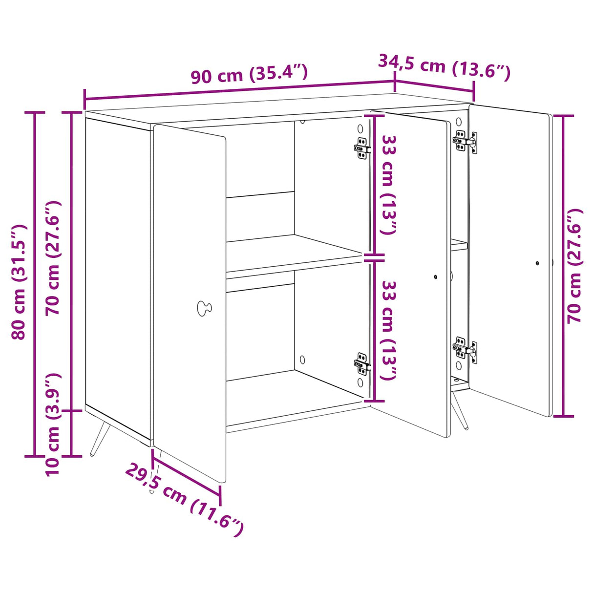 vidaXL Sideboard White 89 x 34.5 x 80 cm Engineered Wood