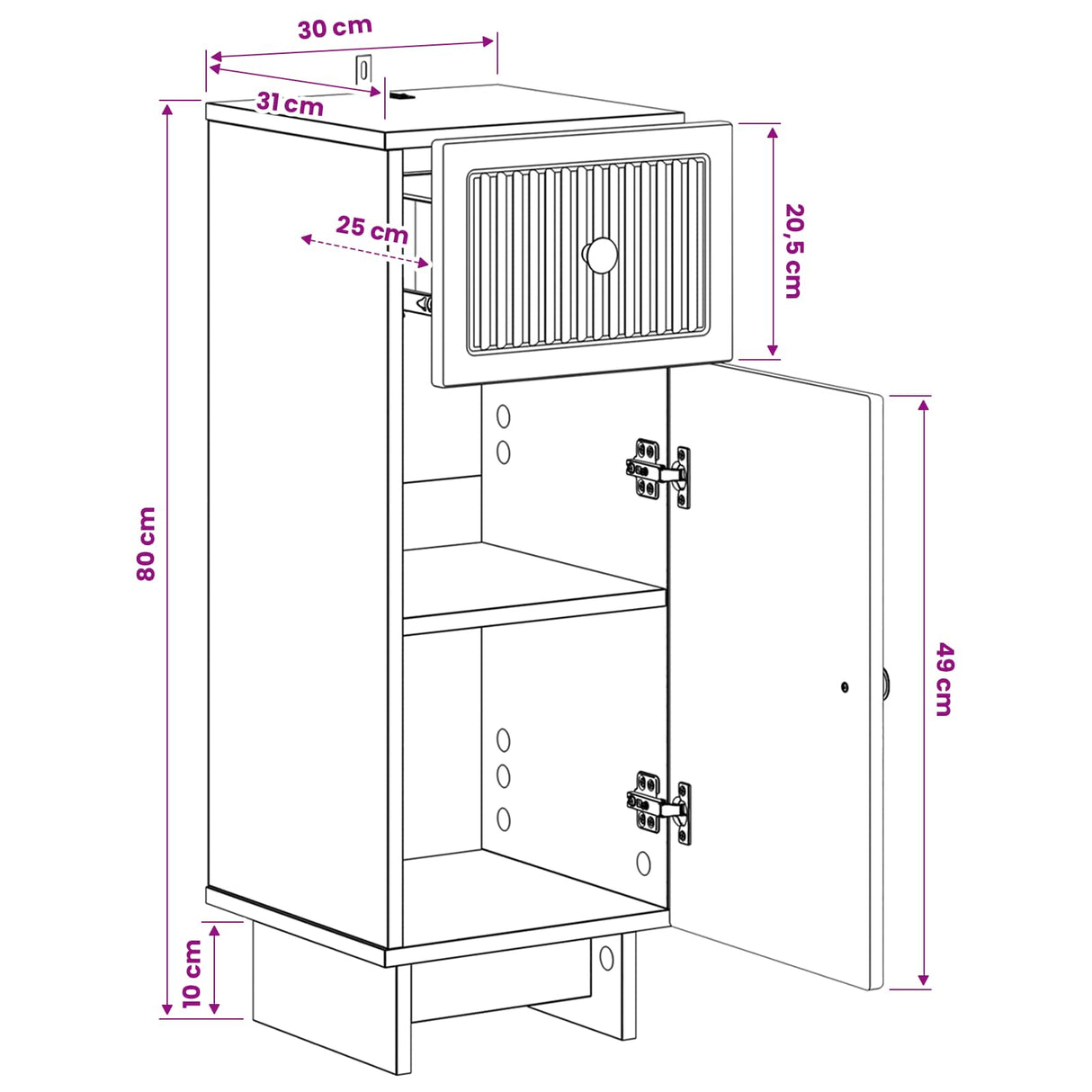 vidaXL Bathroom Storage Cabinet EDE White 30 x 31 x 80 cm Engineered Wood