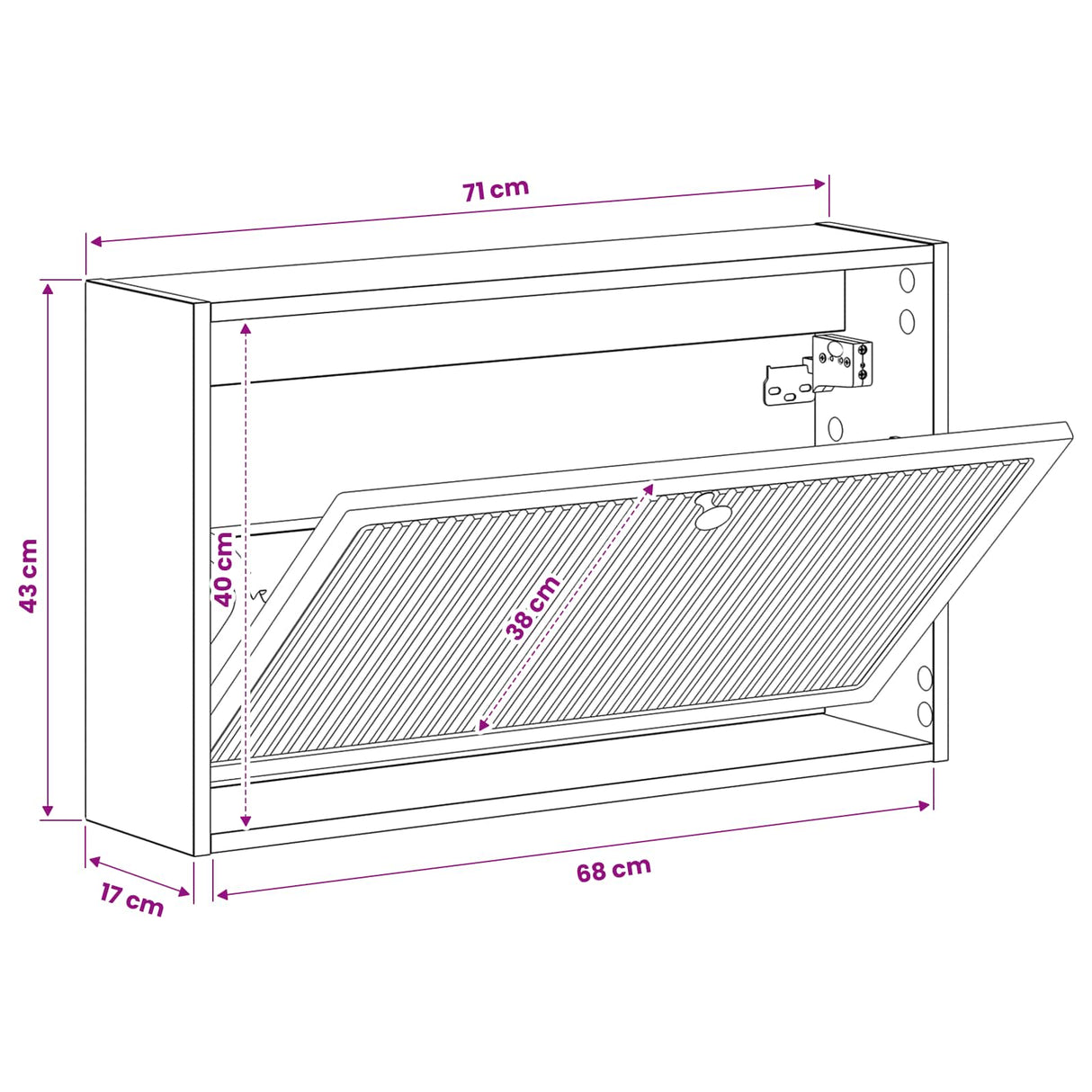 vidaXL Wandgemonteerde Schoenenkast EDE 71 x 17 x 43 cm Bewerkt hout