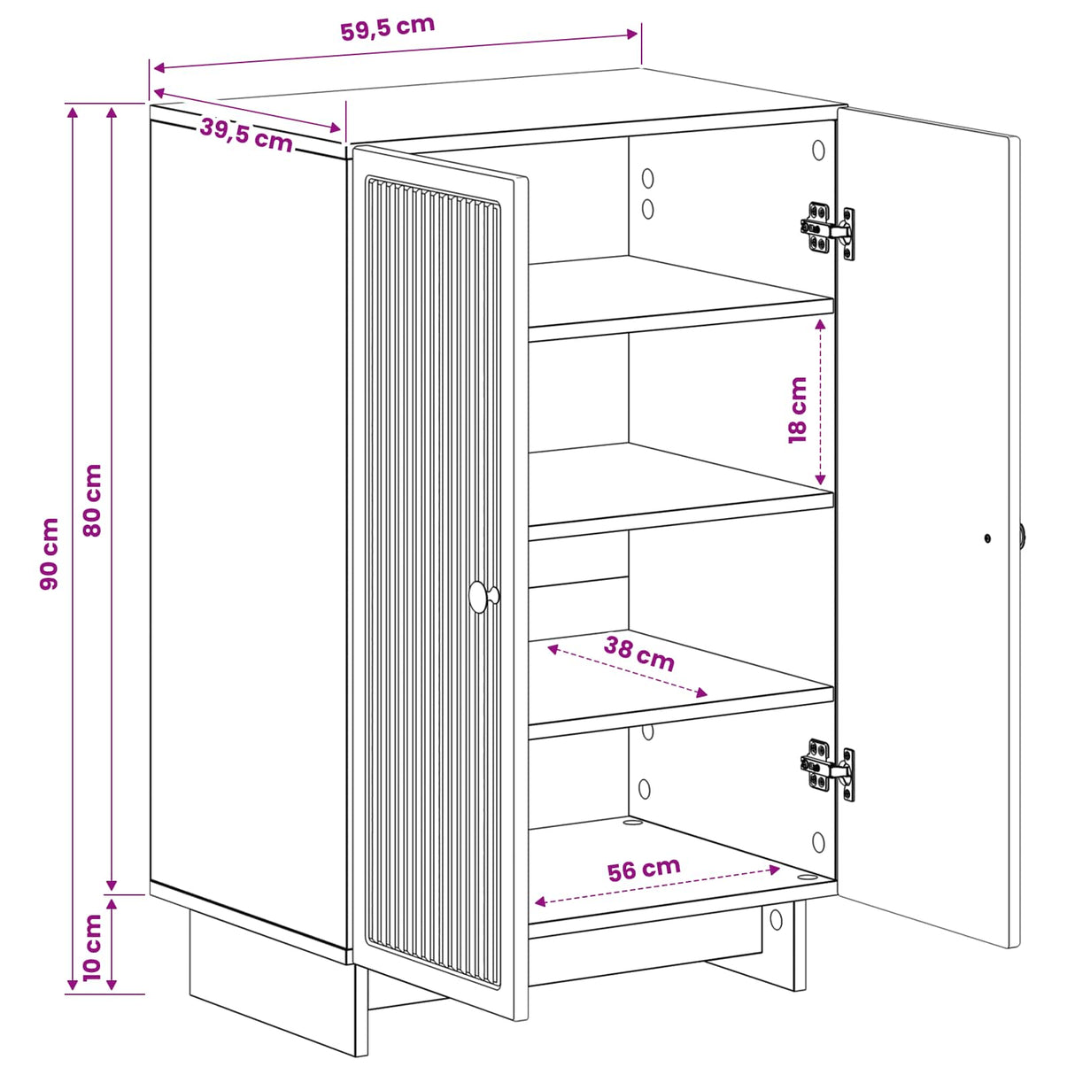 vidaXL Schoenenkast EDE 59,5 x 39,5 x 90 cm Bewerkt hout Wit