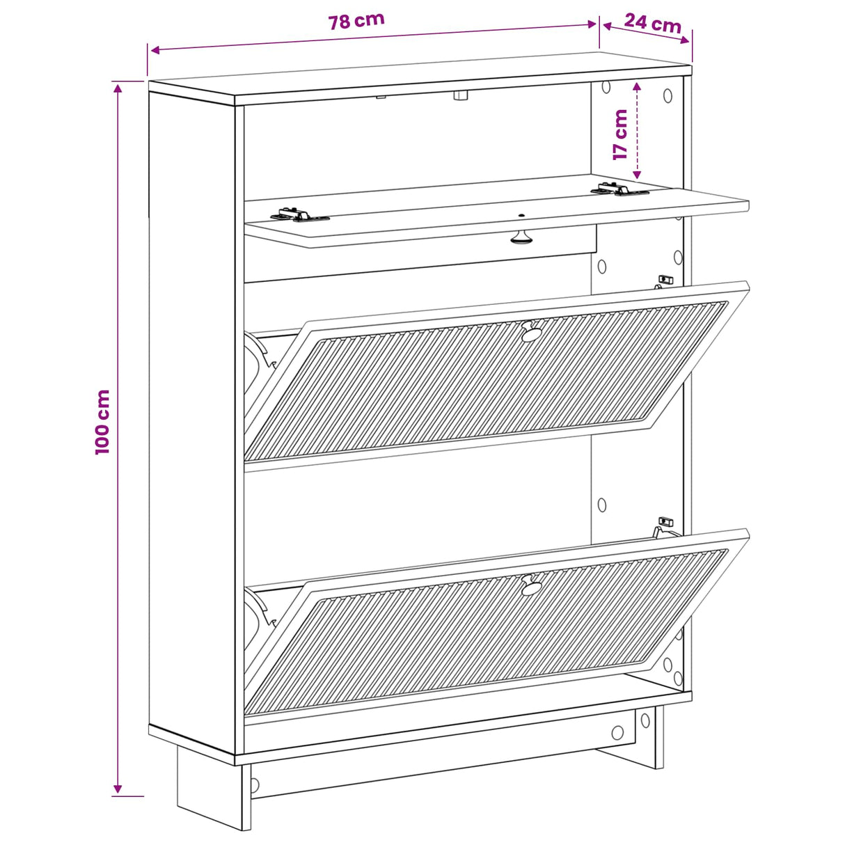 vidaXL Schoenenkast EDE 78 x 24 x 103 cm Bewerkt hout Wit