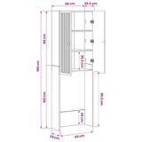 vidaXL Toiletkast EDE Wit 66 x 25,5 x 190 cm Bewerkt hout
