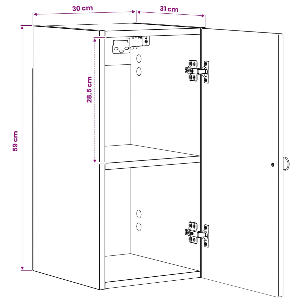 vidaXL Bathroom Wall Cabinet ALKMAAR White 30 x 31 x 59 cm Engineered Wood