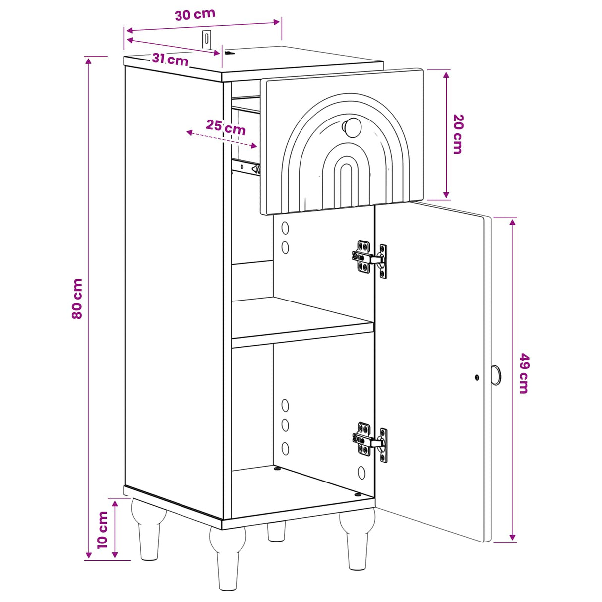 vidaXL Bathroom Storage Cabinet ALKMAAR White 30 x 31 x 80 cm Engineered Wood