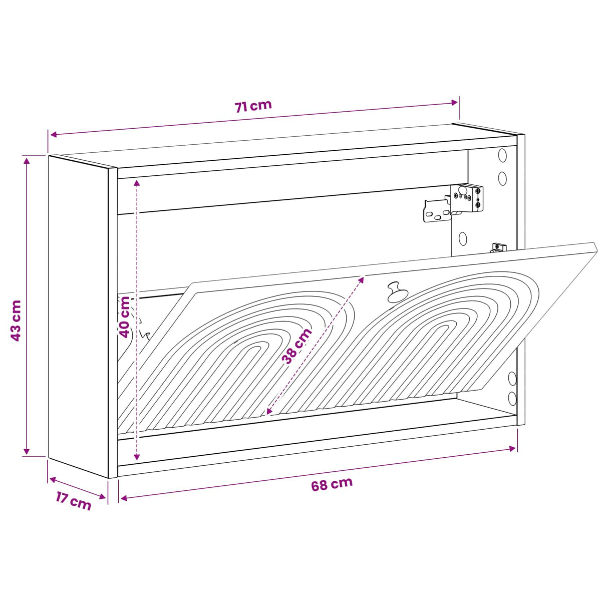vidaXL Wall-Mounted Shoe Cabinet ALKMAAR 71 x 17 x 43 cm White