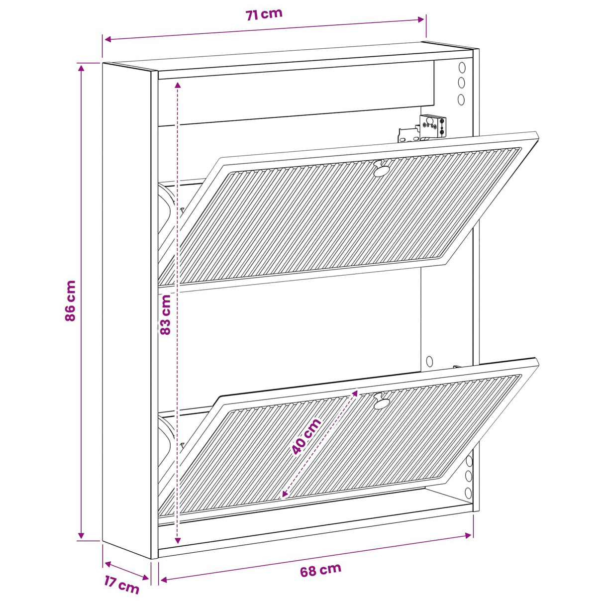 vidaXL Wandgemonteerde Schoenenkast ALKMAAR 71 x 17 x 86 cm Wit