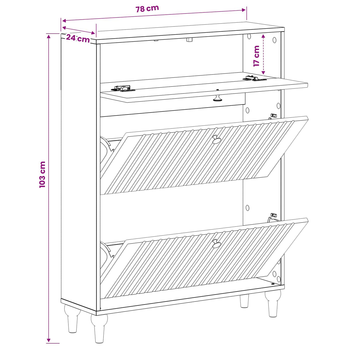 vidaXL Schoenenkast ALKMAAR 78 x 24 x 103 cm Bewerkt hout Wit