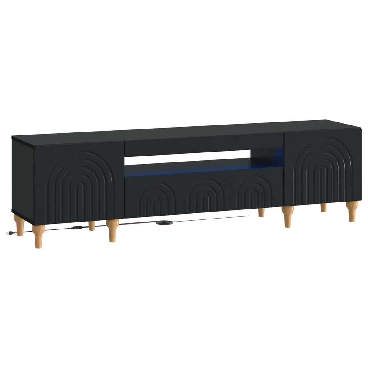 vidaXL LED tv-meubel Wit Bewerkt hout