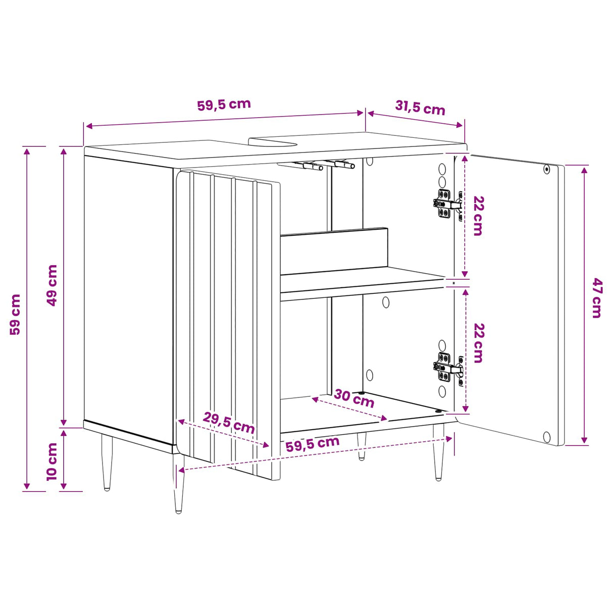vidaXL Wastafel kabinet voor de badkamer ZWOLLE Wit