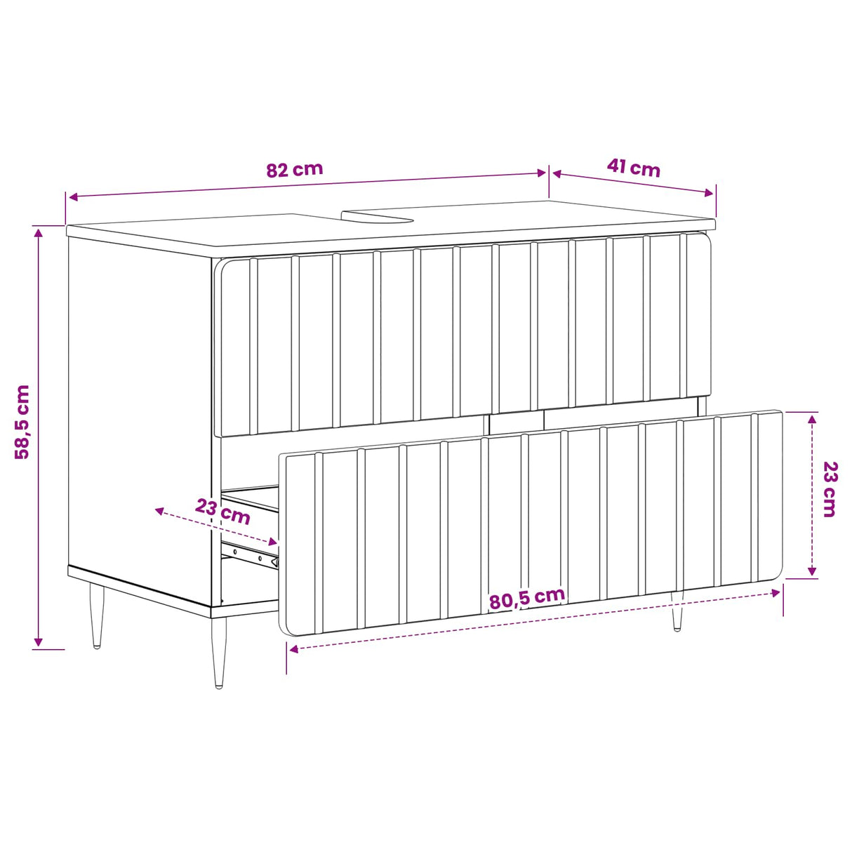 vidaXL Wastafel kabinet voor de badkamer ZWOLLE Wit 82 x 41 x 58,5 cm