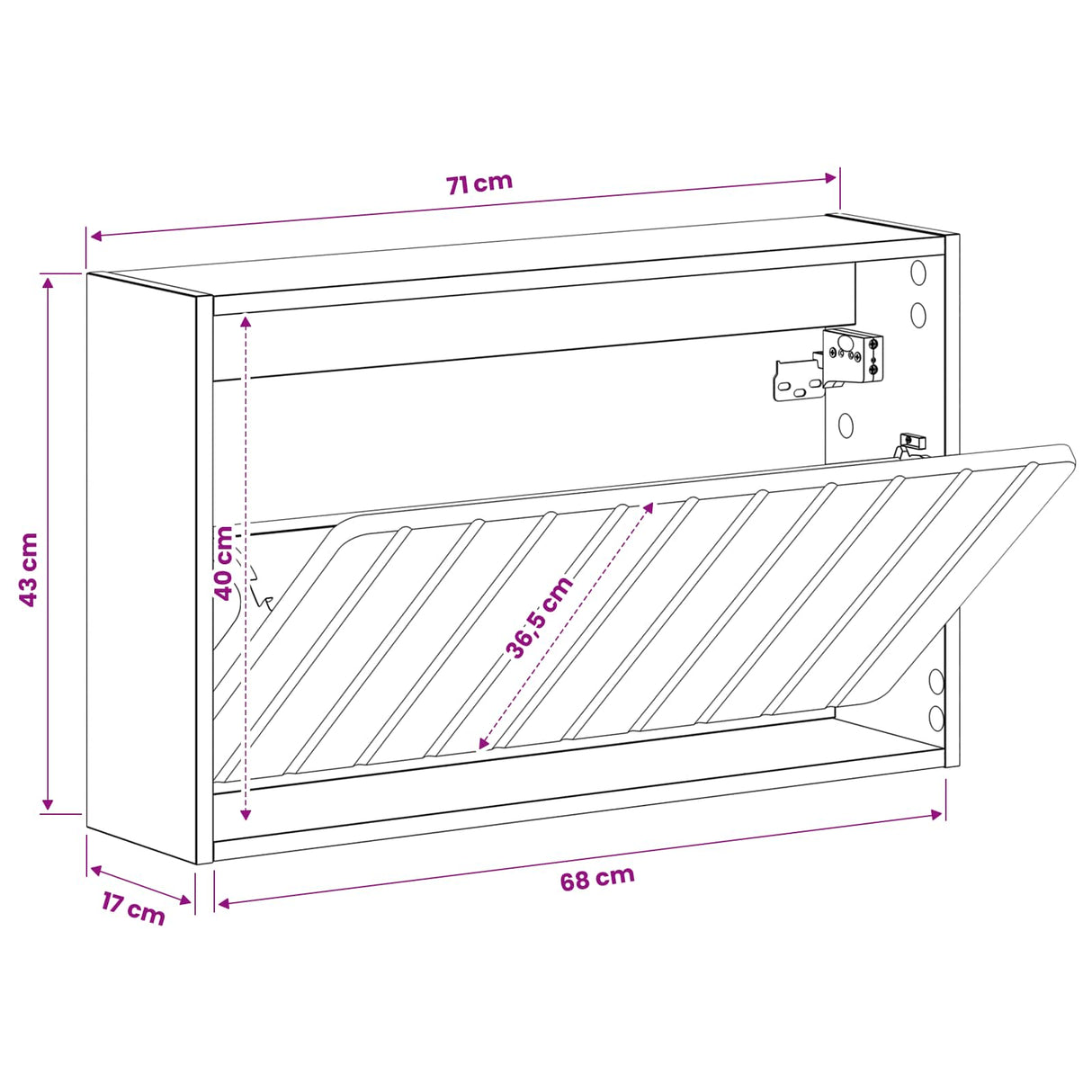 vidaXL Wall-Mounted Shoe Cabinet ZWOLLE 71 x 17 x 43 cm White