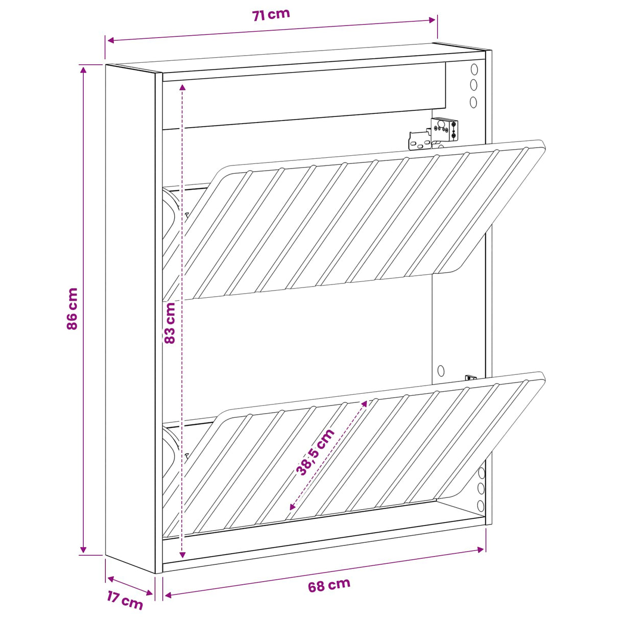 vidaXL Wandgemonteerde Schoenenkast ZWOLLE 71 x 17 x 86 cm Wit